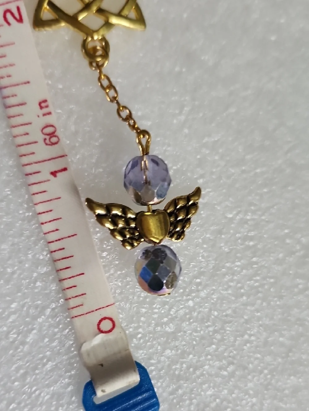 Hand Crafted Gold-Tone Celtic Knot Necklace with Lavender Bead Angel